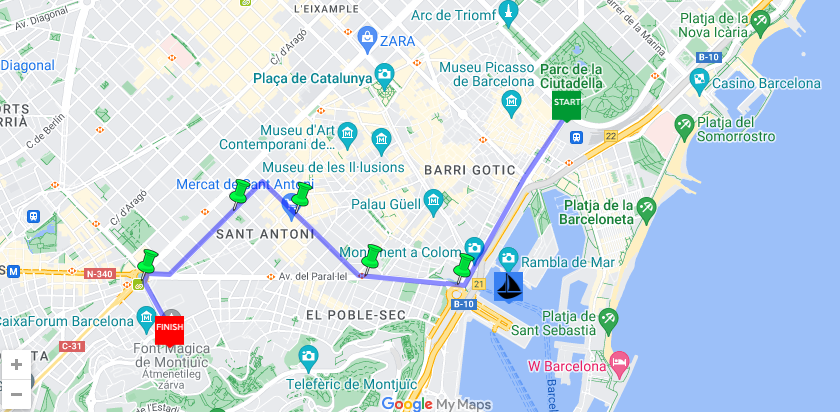 Three Kings Parade in Barcelona map (2023)