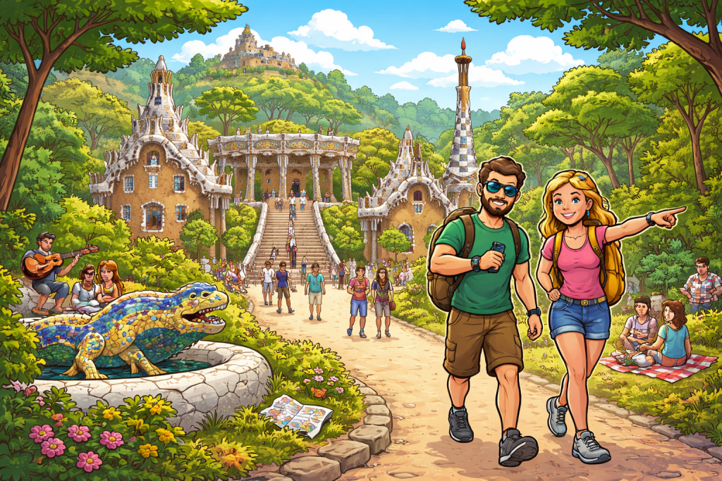 How Many Steps Will You Walk in Park Güell If You Explore Everything?